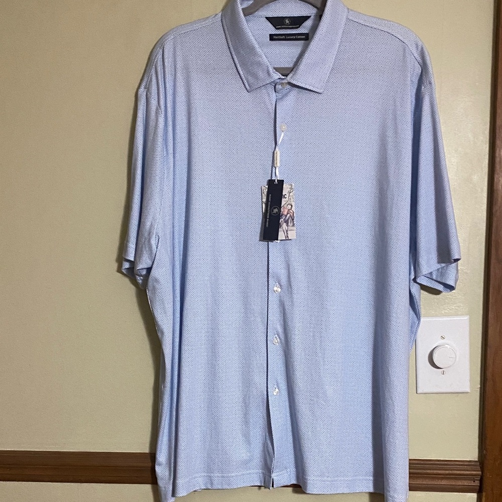 Hart Schaffner Marx Light Blue Short-Sleeve Button-Down Shirt